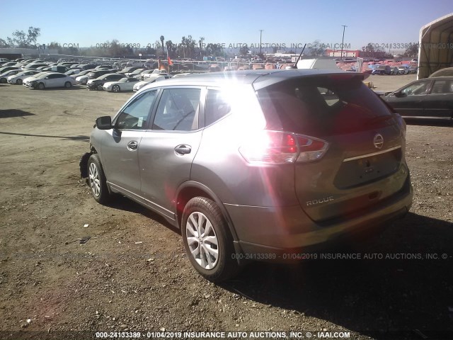 KNMAT2MV6GP704394 - 2016 NISSAN ROGUE S/SL/SV GRAY photo 3