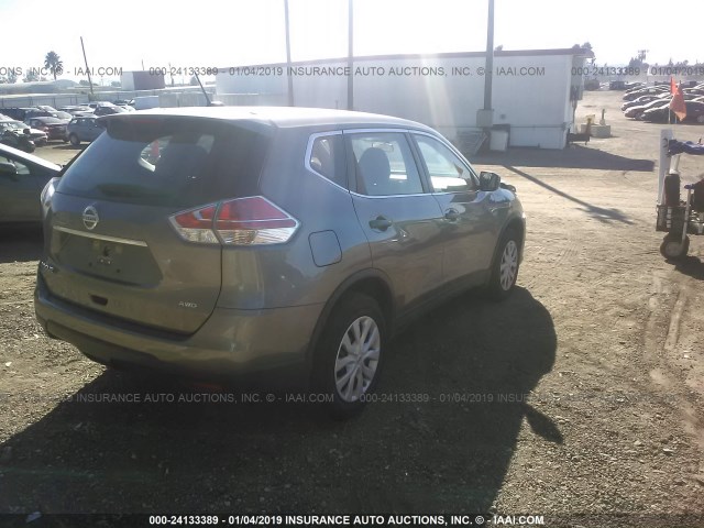 KNMAT2MV6GP704394 - 2016 NISSAN ROGUE S/SL/SV GRAY photo 4