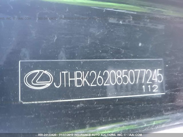 JTHBK262085077245 - 2008 LEXUS IS 250 BLACK photo 9