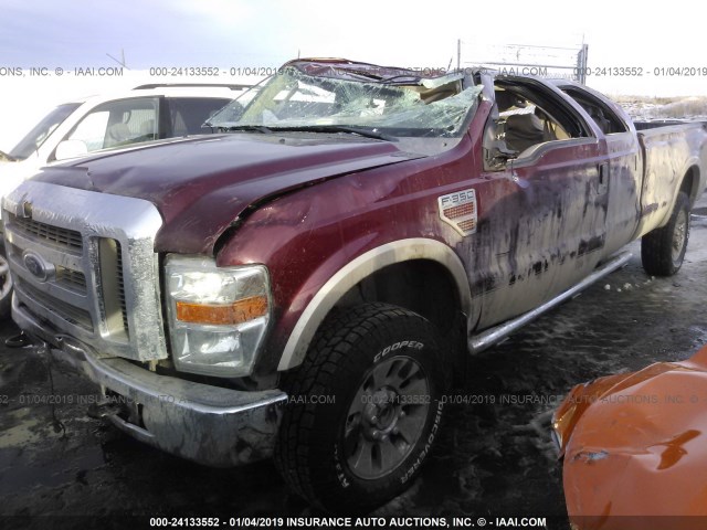 1FTWW31R38EB18582 - 2008 FORD F350 SRW SUPER DUTY BURGUNDY photo 2