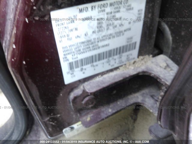 1FTWW31R38EB18582 - 2008 FORD F350 SRW SUPER DUTY BURGUNDY photo 9