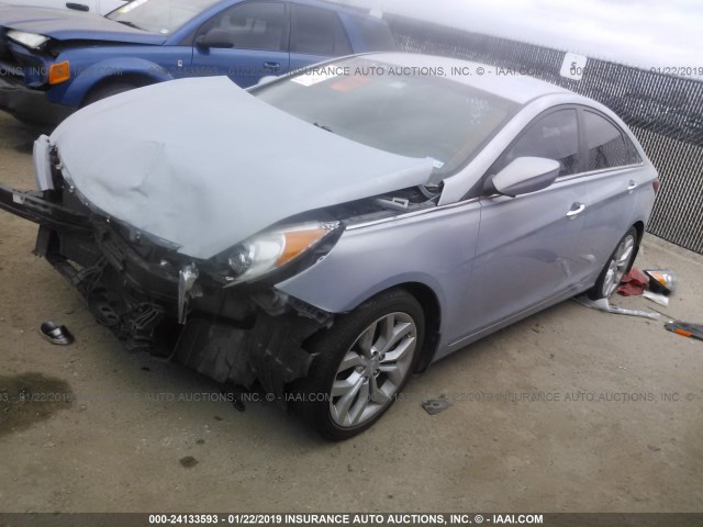 5NPEC4AB9DH505659 - 2013 HYUNDAI SONATA SE/LIMITED BLUE photo 2