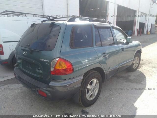 KM8SC13D13U448695 - 2003 HYUNDAI SANTA FE GLS/LX GREEN photo 4