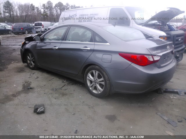 5NPEC4AC9DH607956 - 2013 HYUNDAI SONATA SE/LIMITED GRAY photo 3