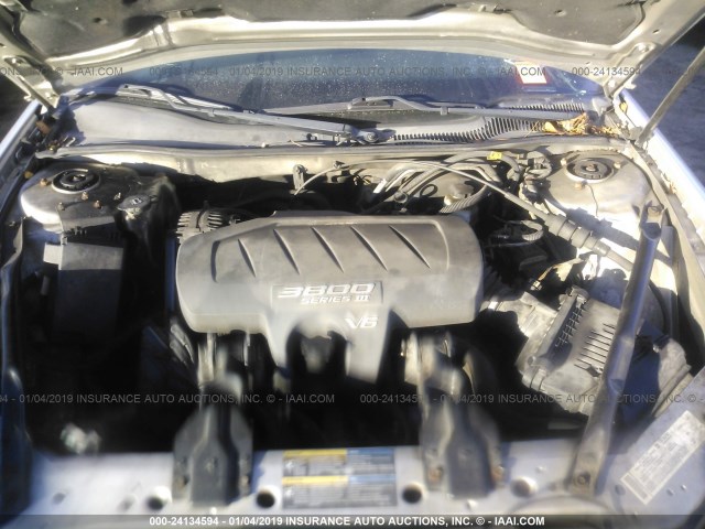 2G2WP542051201654 - 2005 PONTIAC GRAND PRIX ვერცხლისფერი ფოტო 10