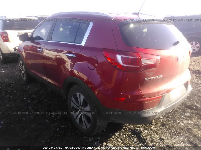 KNDPC3A25B7052242 - 2011 KIA SPORTAGE EX/SX RED photo 3