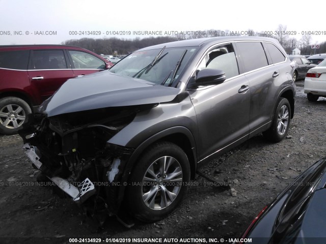 5TDBKRFH1ES005460 - 2014 TOYOTA HIGHLANDER LE/LE PLUS GRAY photo 2