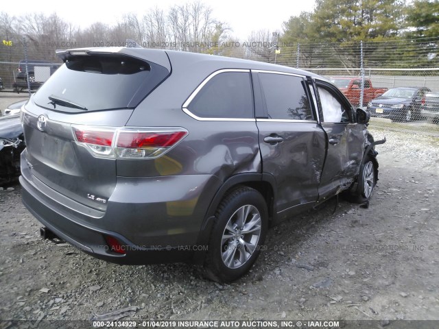 5TDBKRFH1ES005460 - 2014 TOYOTA HIGHLANDER LE/LE PLUS GRAY photo 4