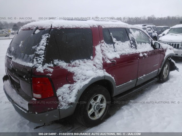 1FMDU73K42ZC90250 - 2002 FORD EXPLORER XLT RED photo 4