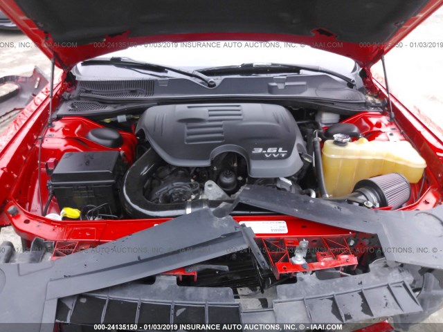 2C3CDYAG8EH179925 - 2014 DODGE CHALLENGER SXT RED photo 10