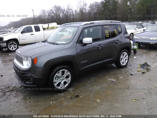 ZACCJADB6JPJ15254 - 2018 JEEP RENEGADE LIMITED BLACK photo 2