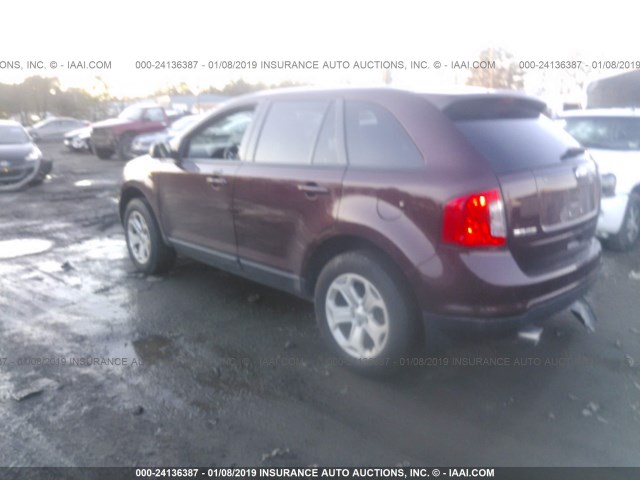 2FMDK4JC8CBA41857 - 2012 FORD EDGE SEL PURPLE photo 3