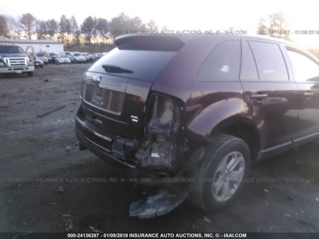 2FMDK4JC8CBA41857 - 2012 FORD EDGE SEL PURPLE photo 6