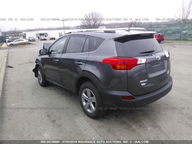 2T3RFREV8FW253330 - 2015 TOYOTA RAV4 XLE GRAY photo 3