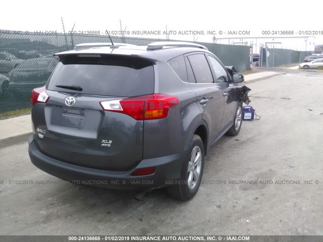 2T3RFREV8FW253330 - 2015 TOYOTA RAV4 XLE GRAY photo 4