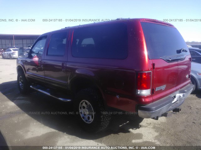 1FMNU41S6YEB00292 - 2000 FORD EXCURSION XLT RED photo 3