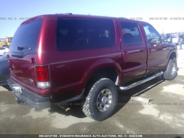 1FMNU41S6YEB00292 - 2000 FORD EXCURSION XLT RED photo 4