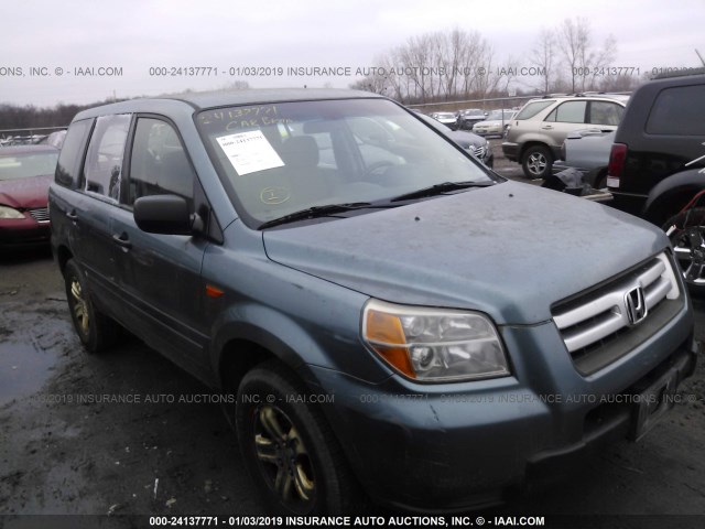 2HKYF18166H561027 - 2006 HONDA PILOT LX TURQUOISE photo 1