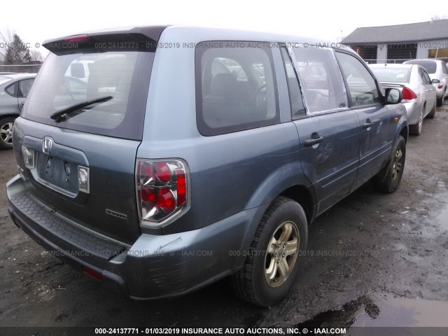 2HKYF18166H561027 - 2006 HONDA PILOT LX TURQUOISE photo 4