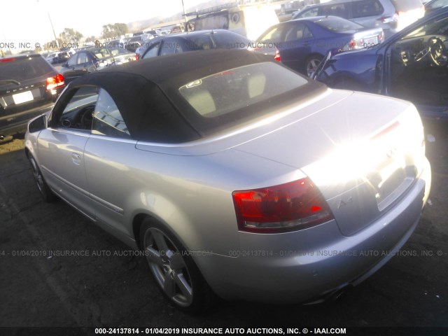 WAUDF48H29K011579 - 2009 AUDI A4 2.0T CABRIOLET QUATTRO SILVER photo 3