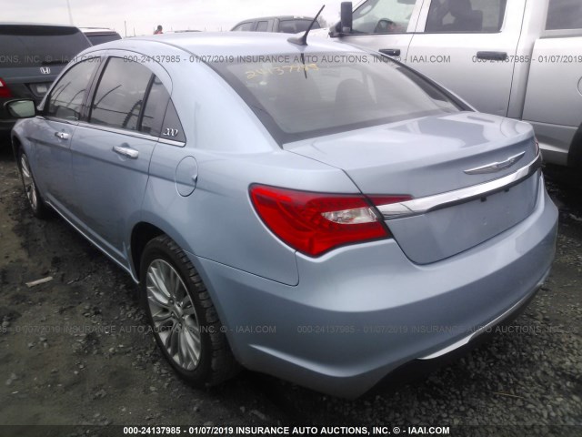 1C3CCBCB8CN284311 - 2012 CHRYSLER 200 LIMITED BLUE photo 3