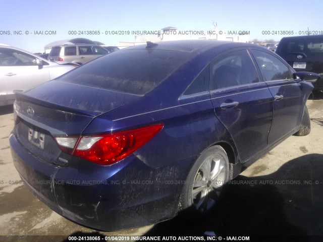 5NPEC4AC4CH332222 - 2012 HYUNDAI SONATA SE/LIMITED BLUE photo 4