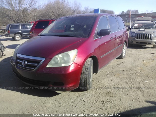 5FNRL38296B061847 - 2006 HONDA ODYSSEY LX BURGUNDY photo 2