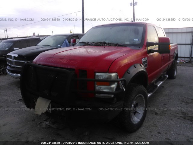 1FTWW31R68EC20765 - 2008 FORD F350 SRW SUPER DUTY RED photo 2