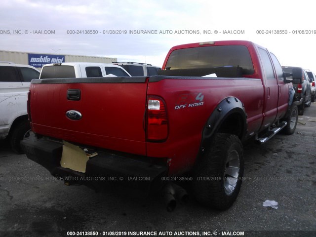 1FTWW31R68EC20765 - 2008 FORD F350 SRW SUPER DUTY RED photo 4