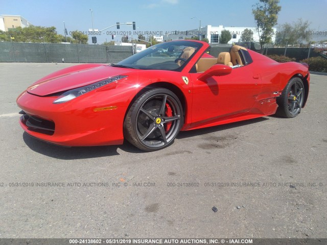 ZFF68NHA5D0190723 - 2013 FERRARI 458 SPIDER RED photo 2