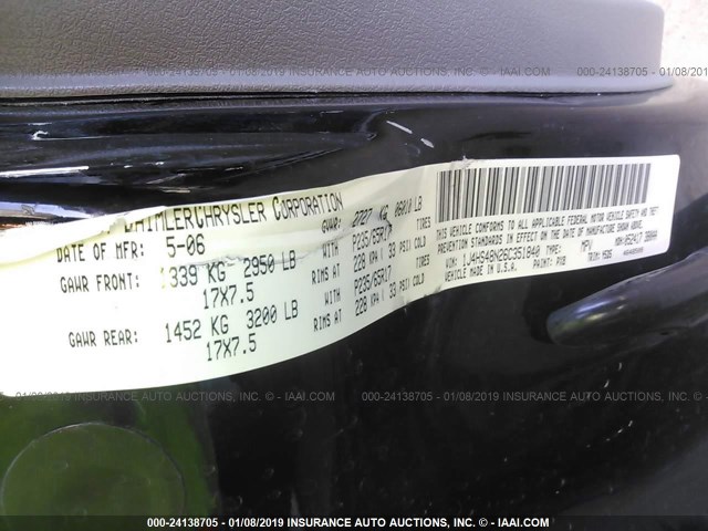 1J4HS48N26C351840 - 2006 JEEP GRAND CHEROKEE LAREDO/COLUMBIA/FREEDOM 黑色 照片 9