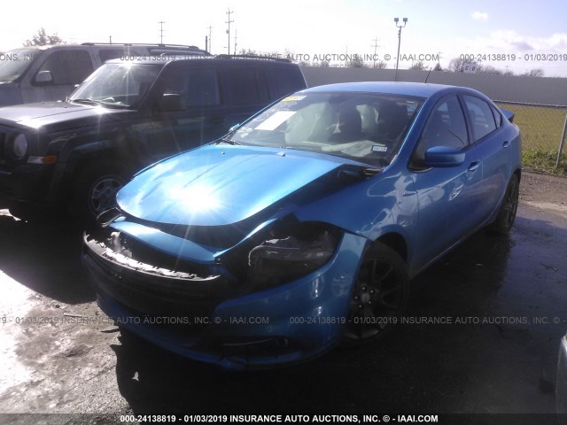 1C3CDFBB7FD391396 - 2015 DODGE DART SXT BLUE photo 2