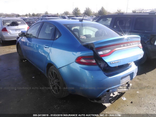 1C3CDFBB7FD391396 - 2015 DODGE DART SXT BLUE photo 3