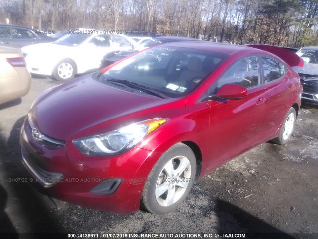 5NPDH4AE5DH450926 - 2013 HYUNDAI ELANTRA GLS/LIMITED RED photo 2