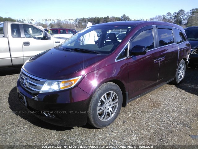 5FNRL5H61DB049624 - 2013 HONDA ODYSSEY EXL MAROON photo 2