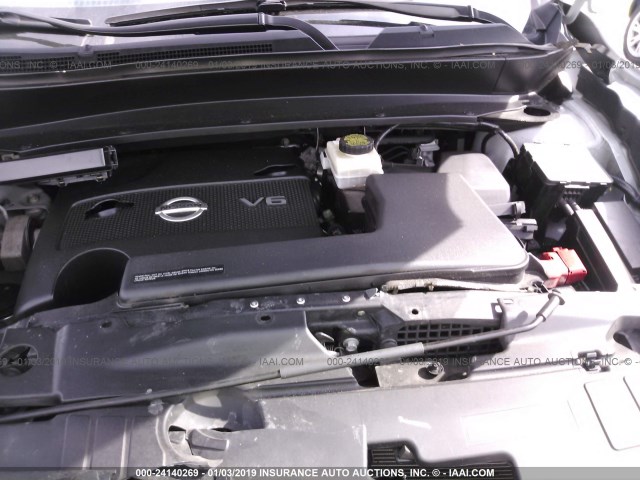 5N1AR2MN2EC724172 - 2014 NISSAN PATHFINDER S/SV/SL/PLATINUM SILVER photo 10