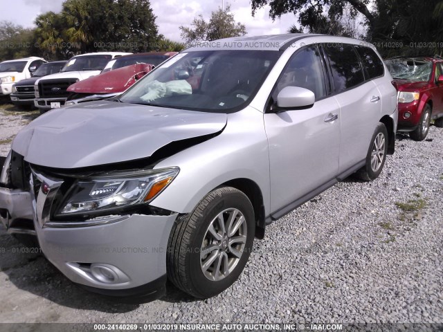 5N1AR2MN2EC724172 - 2014 NISSAN PATHFINDER S/SV/SL/PLATINUM SILVER photo 2