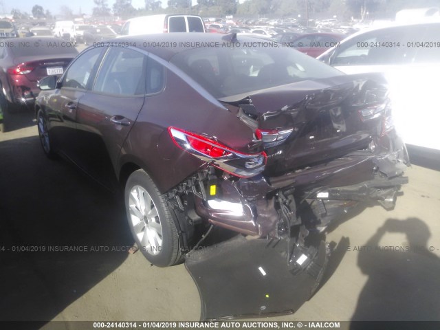 5XXGT4L34JG253177 - 2018 KIA OPTIMA LX/S BURGUNDY photo 3