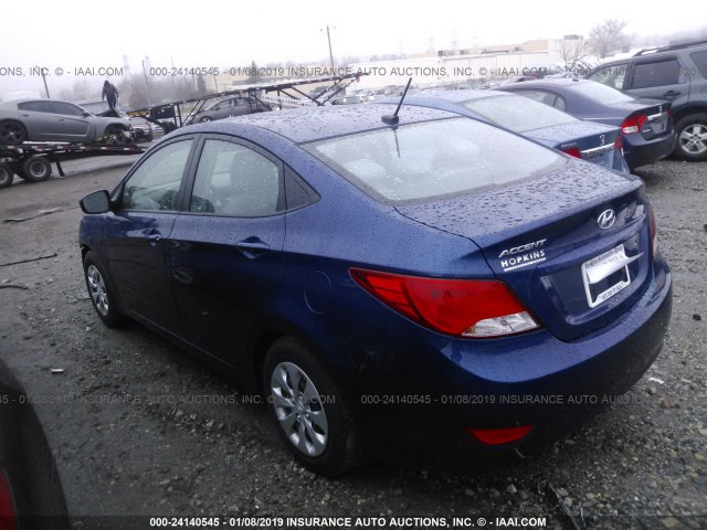 KMHCT4AE6GU161540 - 2016 HYUNDAI ACCENT SE BLUE photo 3