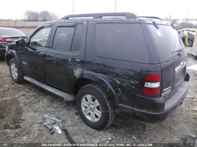 1FMEU73E87UB87996 - 2007 FORD EXPLORER XLT BLACK photo 3