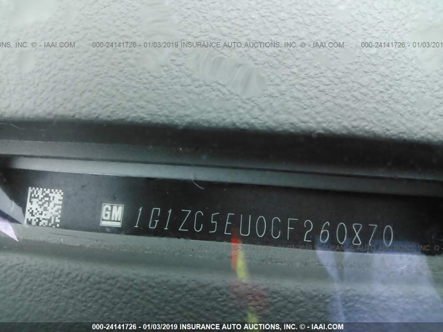 1G1ZC5EU0CF260870 - 2012 CHEVROLET MALIBU 1LT WHITE photo 9