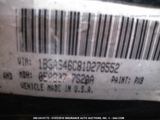 1B3AS46C81D278552 - 2001 DODGE NEON SE/ES BLACK photo 9