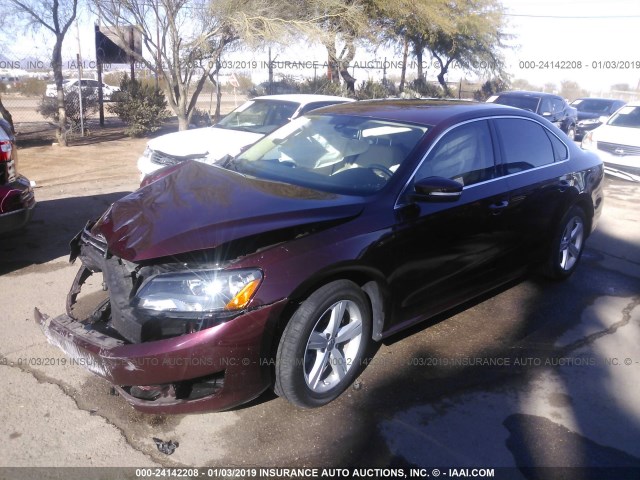 1VWBP7A3XEC014450 - 2014 VOLKSWAGEN PASSAT SE MAROON photo 2