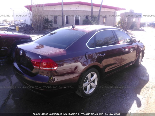 1VWBP7A3XEC014450 - 2014 VOLKSWAGEN PASSAT SE MAROON photo 4