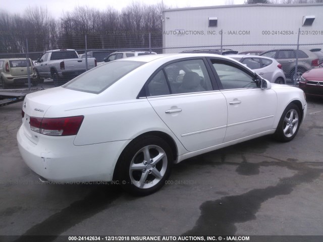 5NPEU46F47H179928 - 2007 HYUNDAI SONATA SE/LIMITED WHITE photo 4