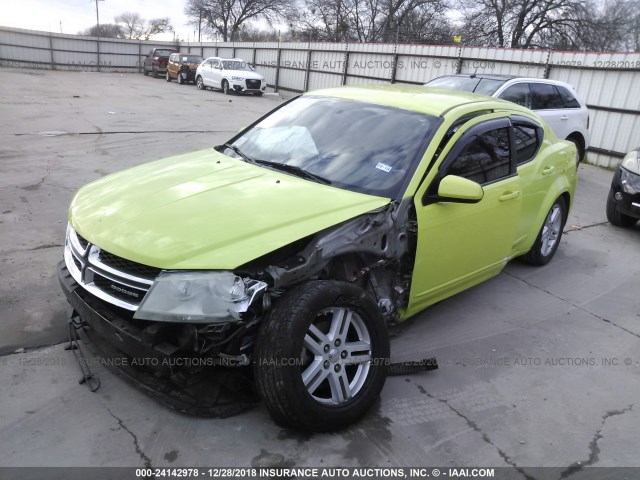 1C3CDZCB3CN157357 - 2012 DODGE AVENGER SXT GREEN photo 2