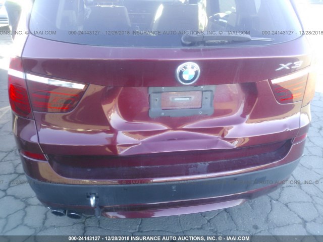 5UXWX9C56D0A25302 - 2013 BMW X3 XDRIVE28I RED photo 6