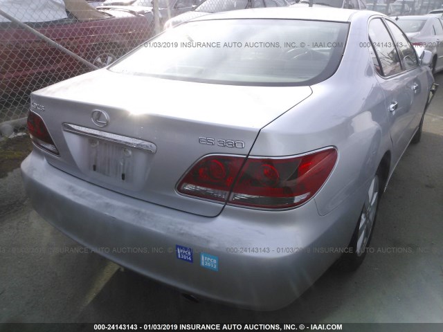 JTHBA30G355075319 - 2005 LEXUS ES 330 SILVER photo 4