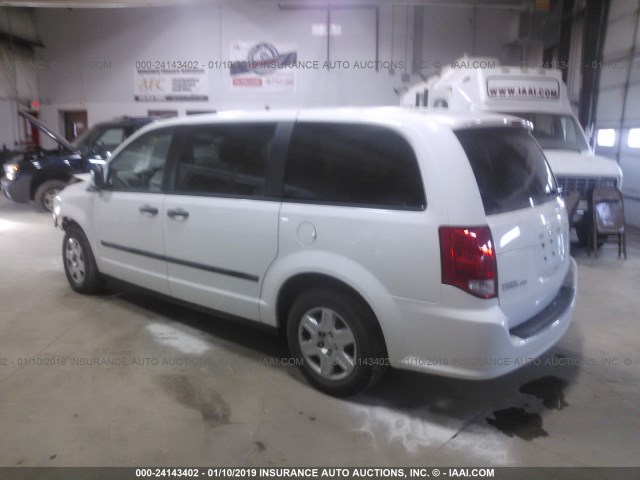 2D4RN1AG7BR788605 - 2011 DODGE GRAND CARAVAN C/V WHITE photo 3