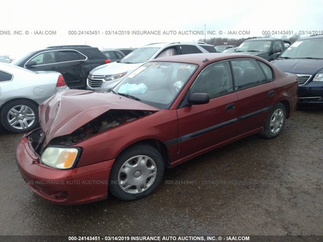 4S3BE635027201573 - 2002 SUBARU LEGACY L RED photo 2